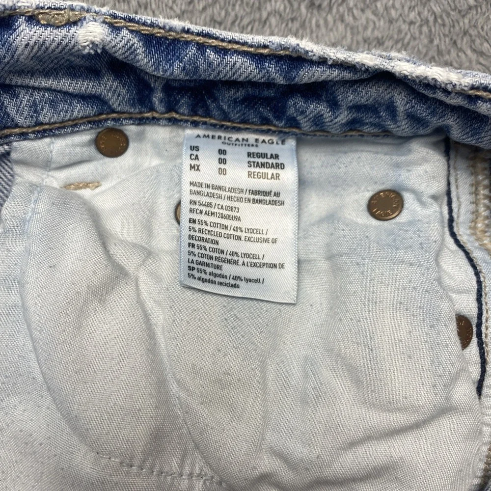 American Eagle Jeans Womens Size 0 Blue Super High Rise Baggy Wide Leg, Denim - Picture 14 of 16